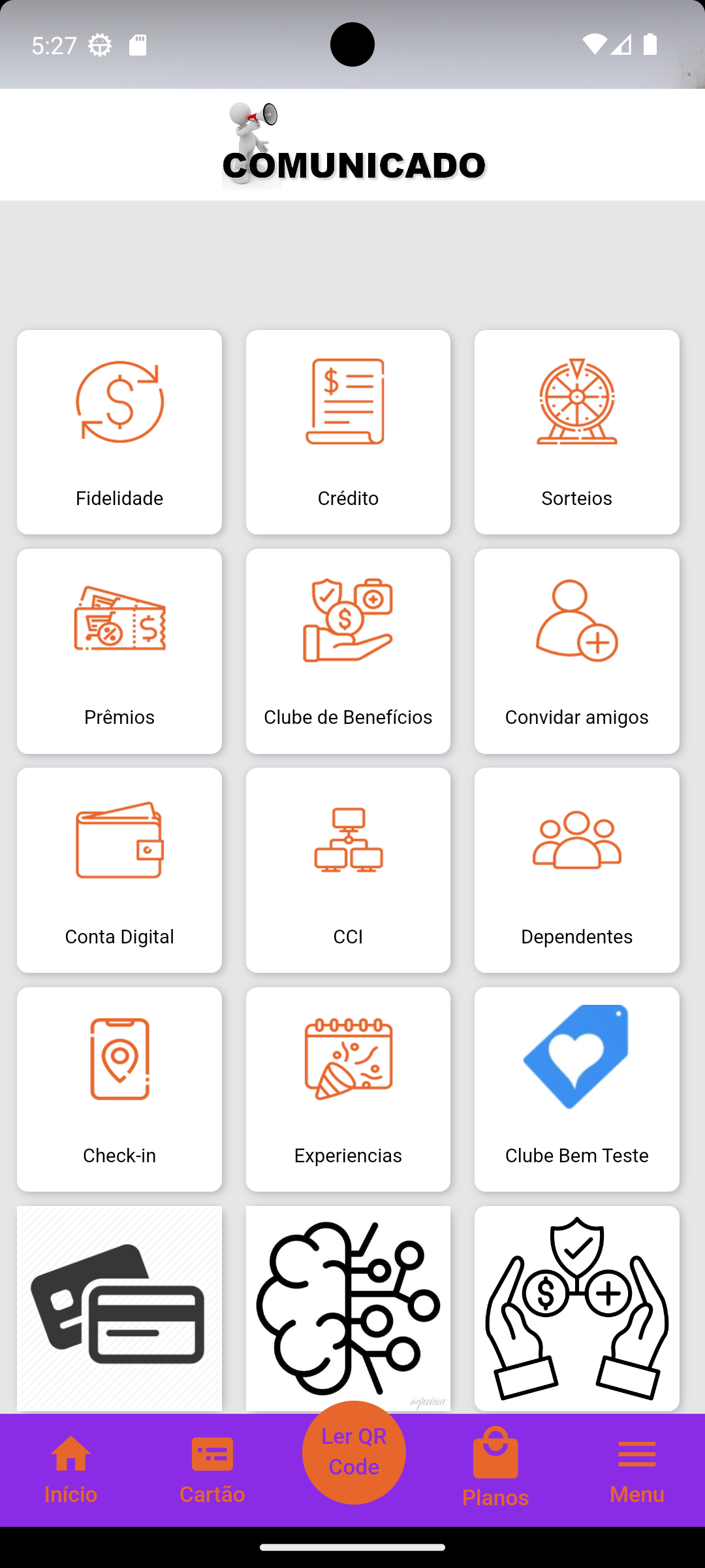 Tela de Home do app atual da Zaztech (em descontinuação)